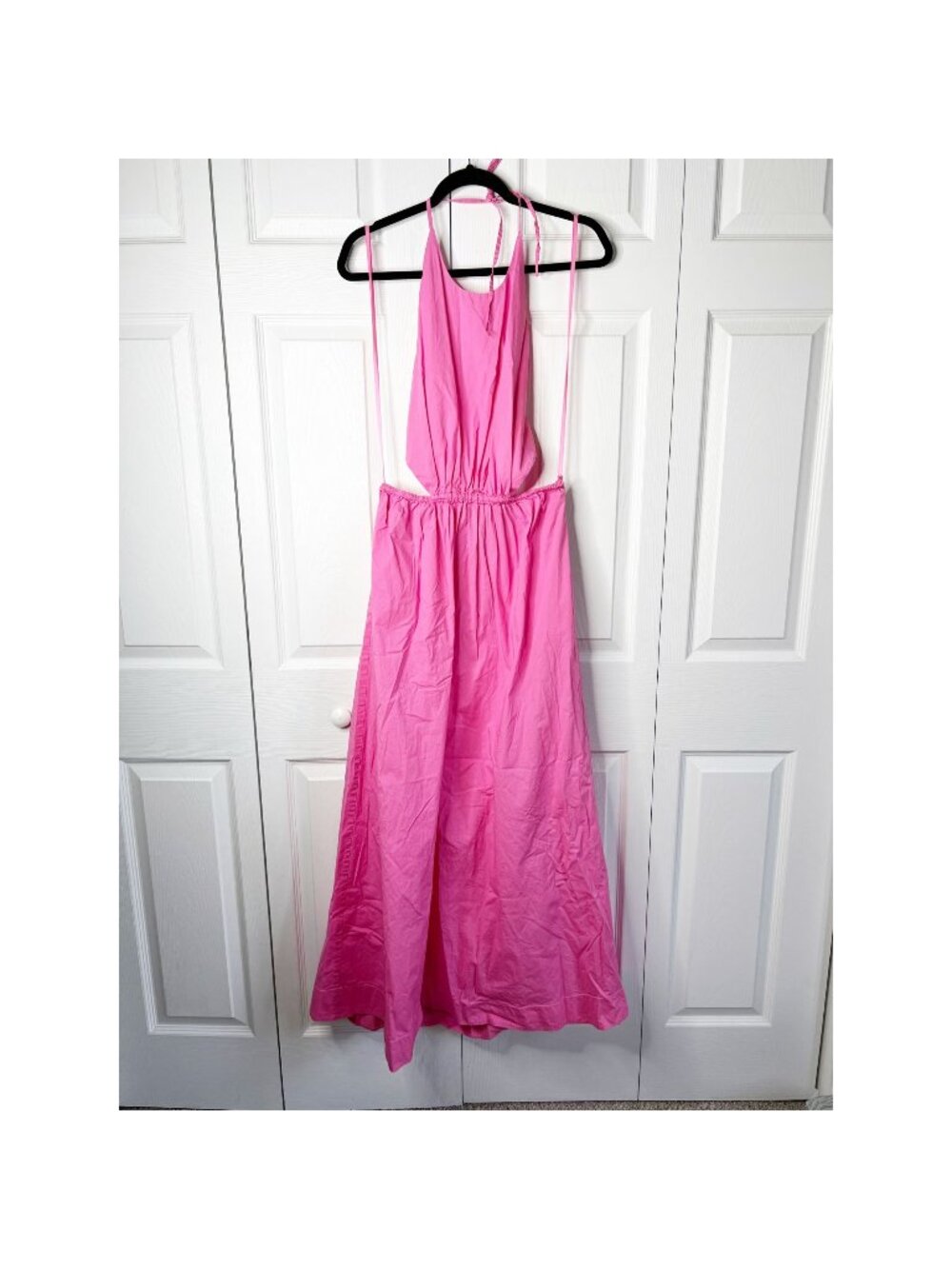 STAUD Apfel Pink Halter Cutout Sleeveless Maxi Dress Women's Size Large L - Picture 1 of 12